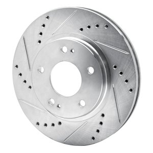 Chrysler Sebring Brake Rotor (1) - Front Left - R1 Concepts - Drilled & Slotted - Silver - `00-`24